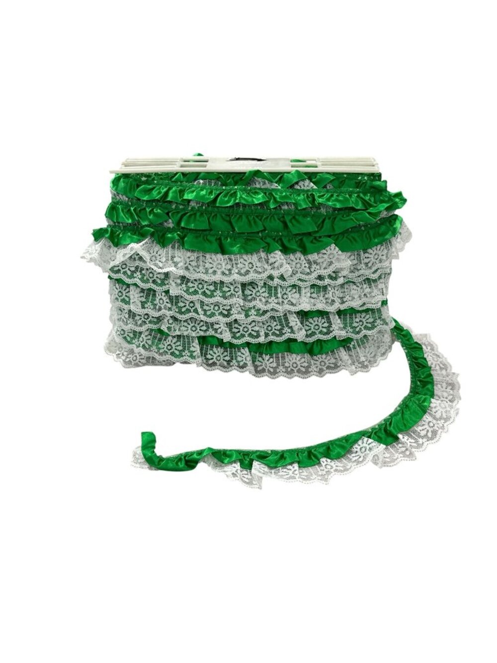 Green & White Satin Lace Trim Ribbon, 35 Yards, 2 Inches Wide Decorative Craft S